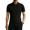 Camisa Polo de verano para hombre transfronteriza, de manga corta, con cuello, tejida, corte ajustado, estilo coreano, camiseta casual de canalé