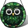 Pingente de Vitral Crisgif - Coruja Verde Pegador de Porta Jardim Pátio Divertido Pássaro Pegador de Sol