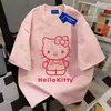 Camiseta de Manga Corta Simple con Diseño de Gato para Mujer, Verano 2026, Casual Americano con Estampado de Letras, Algodón Puro, Rosa, Top para Pareja