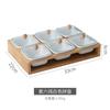 Estante de Bambú Plato de Fruta Dividido, Nuevo Estilo Nórdico con Tapa, Plato de Cerámica para Snacks para Uso Doméstico, Bol Sencillo para Snacks para Sala de Estar, Frutos Secos