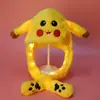 Chapéu de Coelho com Luz do Douyin, Chapéu de Pelúcia com Orelhas Móveis, Chapéu de Melancia Iluminado de Desenho Animado, Chapéu com Orelhas Iluminadas