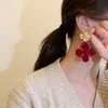 Nuevos Pendientes Flor de Terciopelo Rojo Estilo Retro Hong Kong para Mujer, Pendientes de Oro de Alta Gama Más Vendidos, Elegantes y con Estilo Accesorios para Orejas