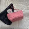 Bolso de Lona Rayado Estilo Europeo y Americano para Mujer Gran Capacidad 2025 Nuevo Bolso de Hombro Casual Bolso Tote Versátil para Estudiante Universitario