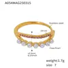 Anillo Ajustable de Apertura Lateral Mido Acero Inoxidable Europeo y Americano Doble Capa Perla Shijia Bei Diamante de Zirconia 5A Viscosidad Chapado en Oro de 18k