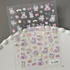 Adesivo de unha de coelho fofo com orelhas caídas 5D em relevo tridimensional coração de menina coelho de orelha comprida adesivo de unha joia YL