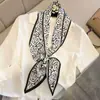 Bufanda Larga Pequeña de Seda para Mujer Verano Cuello Elegante Moda Corbata Cinta para el Cabello Bolsa Diadema Combinación Camisa Cinturón de Cuello Cinturón