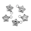Pingente de diamante de aço inoxidável, diamante branco, zircônia, amor, estrela, flor de ameixa, pingente, colar, brincos, acessórios faça você mesmo