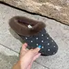 Pantuflas de felpa de algodón con lunares para mujer 2026 Otoño/Invierno Nuevos Zapatos Peludos de Suela Suave Punta Cerrada Medias Pantuflas Birkenstock Pantuflas de Exterior