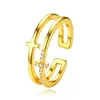 Anillo Cruzado de Doble Capa para Mujeres Europeas y Americanas Diseño de Nicho Estilo Frío Ins Moda Versátil No se Desvanece Anillo para el Dedo Abrible