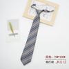 Corbata JK para mujer, estilo coreano, estilo universitario japonés, gris, a rayas, atada a mano, uniforme escolar, sin nudos, corta, moda estudiantil