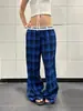 Pantalones de retazos a cuadros color block con cinturón estilo americano transfronterizos para hombre, nuevo de verano 2026, de pierna recta, hasta el suelo, casual