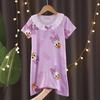 Camisón infantil, pijama de verano para niñas, de manga corta, con falda fina de encaje, ropa de casa para niñas de dibujos animados de talla mediana y grande.