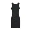 Vestido midi bodycon elástico versátil de una sola manga sin mangas sexy ajustado a la figura fruncido que moldea la cintura para mujer