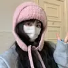 Chapéu de Lã Tricotado Estilo Coreano Inspirado na Atmosfera de Inverno para Mulheres, Chapéu Aviador Quente Protetor de Orelhas para Outono e Inverno, Chapéu Trapper de Esqui
