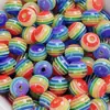 Contas Redondas Coloridas de Resina com Listras Arco-Íris para DIY Pulseira Colorida Corrente de Celular Contas Soltas Contas Listradas de Resina Acessórios de Joia