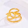 Moda Europeia e Americana Anel Exagerado de Aço Inoxidável para Mulheres Ouro 18K Simples Estilo Ins Anel de Design de Ponta Joias Atacado