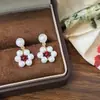 Pendientes de Flor de Perla de Diseño Dulce y Fresco Francés, Lujo Ligero, Gama Alta, Pendientes Exquisitos y Versátiles para Mujer