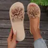 Sandalias planas para mujer de talla grande para exteriores de comercio exterior con suelas de cuerda de cáñamo y diseño floral grande, a la moda y casual para usar al aire libre, tallas 36-43
