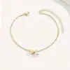 Tobilleras de Corazón con Letras Transfronterizas Europeas y Americanas, Lujo Accesible Moda Diseño Personalizado 26 Letras Tobilleras de Corazón Dorado