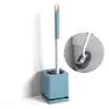 Cepillo para Inodoro con Mango Largo, Sin Rincones Muertos, Cepillo para Inodoro Montado en la Pared, Cepillo Multifuncional de Limpieza para el Hogar con Base, No Requiere Taladro