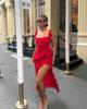 Ropa de Mujer de Comercio Exterior Estilo Europeo y Americano, Moda de Verano, Patchwork Sexy con Bordes de Volantes, Elegante Vestido de Espalda Descubierta con Abertura al por Mayor
