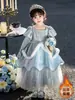 Vestido de Princesa para Niña 2026 Nuevo Frozen Elsa Lolita Vestido de Cumpleaños para Niña Elsa Vestido Largo