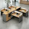 Escritorio de Oficina Financiera, Combinación Simple Moderna de Escritorio y Silla para Personal, Escritorio de Oficina para Dos o Cuatro Personas, Estación de Trabajo para Personal
