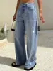 Comércio Exterior Transfronteiriço da Amazon Roupas Femininas Retrô Lado com Lantejoulas Calças Largas Soltas Jeans de Cintura Média Estilo de Rua Calças Longas