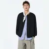 Moletom Cardigan Listrado Retro Americano Nasa Falso Duas Peças Unissex Outono Tendência Marca Preguiçoso Solto Jaqueta de Casal