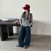 Conjunto de Ropa de Otoño para Niñas 2026 Nuevo Estilo Niños Medianos y Grandes Moda Estilo Coreano Letras Corte Delgado Manga Larga Conjunto de Jeans