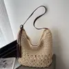 Bolso de hombro casual con flecos, nuevo bolso tejido de verano 2026, bolso estilo playa para vacaciones junto al mar, bolso de moda para mujer
