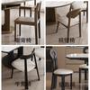 Mesa de Jantar e Cadeiras Telescópicas de Ardósia e Madeira Maciça, Luxo Leve, Moderno e Simples, Estilo Creme, Apartamento Pequeno, Mesa Redonda Variável, Mesa de Jantar Redonda