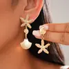 Brincos Assimétricos de Prata com Textura Plissada de Estrela do Mar e Concha Europeus e Americanos Estilo Férias na Praia Brincos de Nicho de Alta Qualidade para Mulheres