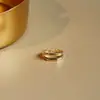 Anel Quadrado Aberto de Camada Dupla Simples Coreano para Mulheres Verão Tendência Estilo Cool Moda Personalidade Anel Atacado Banhado a Ouro