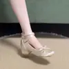 Zapatos Mary Jane Retro de Nueva Temporada para Mujeres Bajitas, con Lazos y Correas Cruzadas, Satín, Tacón Grueso, Zapatos de Salón