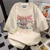 Camiseta Casual Estampada com Letras e Animais de Desenho Divertidos Manga Curta Estilo College Tendência Verão 2025