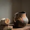 Hospedagem Artesanal Vintage Estilo Wabi-Sabi Zen Jarro de Cerâmica Rústico Sala de Chá Arranjo de Flores Secas Estilo Antigo Vaso Ornamento de Cerâmica de Jingdezhen