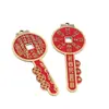 Rongsheng Estilo Étnico Llave Montaña Cinabar Flor Fantasma Bolsa de Dinero Bagua Calabaza Colgante Cadena de Llaves de Aleación de Zinc Colgante Portátil