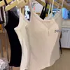 Camisole de Malha com Costelas e Botões com Acabamento de Renda Estilo Coreano com Bojos Embutidos para Roupa Externa ou Camada Base Roupa Íntima Embelezadora das Costas 3271