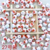 Cuentas de cerámica de porcelana azul y blanca pintadas a mano cuerda roja collar tejido a mano pulsera accesorios DIY cuentas sueltas accesorios de joyería