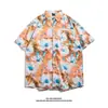 Camisa Floral Estilo Tailandês Praia de Bangkok, Manga Curta, Roupa Unissex para Casal, Camisa Solta Retro Cool de Secagem Rápida para o Festival Songkran