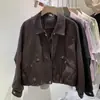 Chaqueta Corta de Cuero Estilo Coreano Adelgazante para Mujer Otoño 2026, Chaqueta de Motocicleta Resistente de Gama Alta Nueva, Top de Moda