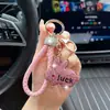 Llavero de Conejo de Diamantes Completos de Arcilla para Coche, Llavero Creativo de Conejo de Aleación con Diamantes, Lindo Colgante para Bolso de Celebridad de Internet, Regalo al Por Mayor