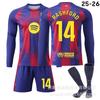 2526 Camiseta de Local de Manga Larga del Barcelona 10 Yamal 9 Lewandowski 8 Pedri 14 Rashford Traje Uniforme de Fútbol