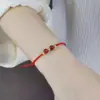 Pulsera de Cuerda de Cuero de Buena Suerte Estilo Ins para Mejor Amigo Cuerda Roja Benmingnian Tejida Cuerda de Pareja Pulsera Ajustable