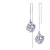 Pendientes Zhenrong de estilo coreano con borlas largas plateadas, con forma de cubo de Rubik cuadrado de seis lados con incrustaciones de diamantes y circonitas, chapados en plata