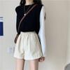 Outono e Inverno 2024 Roupas para Pessoas Baixas 145 cm de Altura com Calças de Couro PU Elegantes de Cintura Alta com Pernas Largas para Mulheres 150 cm