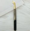 Pinça de Cílios de Aço Inoxidável Padrão Peixe Preto Dourado Alta Precisão/Pinça Dourada Pena Golfinho Série Clipe Flor/Pinça de Cílios
