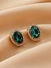 Brincos de Pino Agulha de Prata Personalidade Fresca Série Verde Flor Cravejada de Diamantes Coração Brincos de Pino Versáteis da Moda Brincos de Alta Qualidade para Mulheres