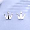 Pendientes de corona de plata esterlina S925 con diseño de nicho, mini pendientes para mujer, joyería de moda coreana con personalidad.